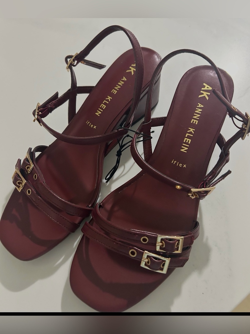 Anne Klein Wine Burgundy Strappy Heeled Sandals